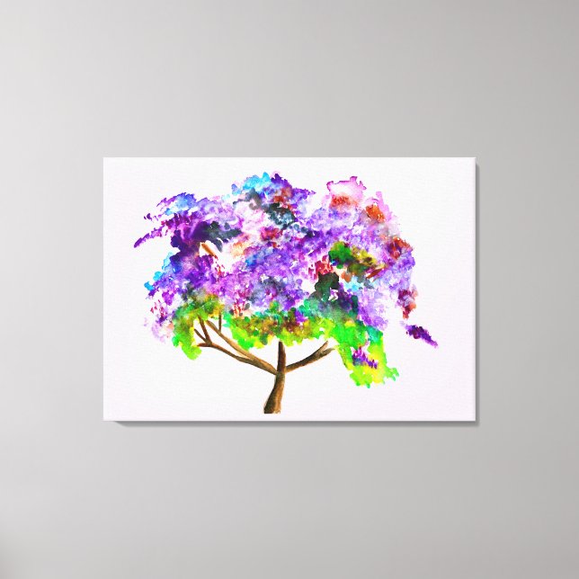 Purple Jacaranda tree watercolor fine art Canvas Print (Front)