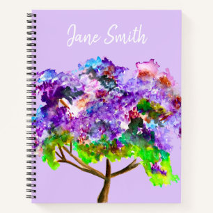 Purple Jacaranda tree watercolor fine art Notebook