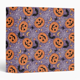 Purple Jack-O-Lantern Halloween Pattern Binder