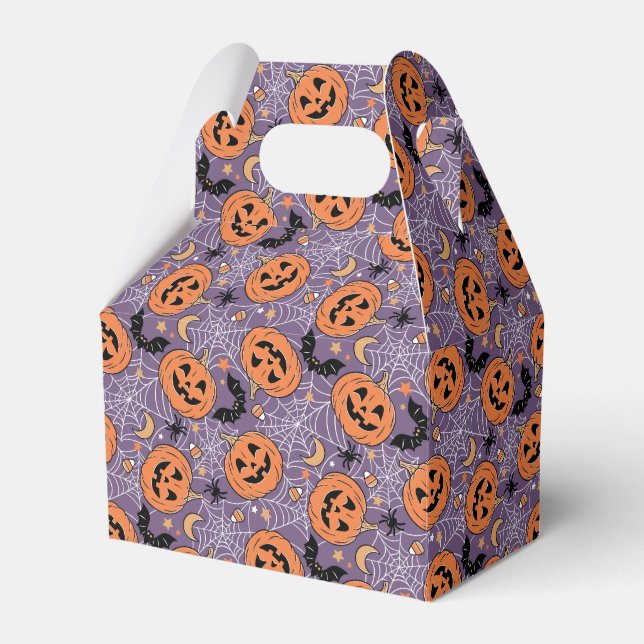 Purple Jack-O-Lantern Halloween Pattern Favor Box (Front Side)