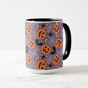 Purple Jack-O-Lantern Halloween Pattern Mug