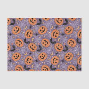 Purple Jack-O-Lantern Halloween Pattern Tissue Paper