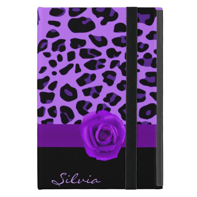 Purple Jaguar Print iPad Mini Case with Stand (Front Closed)