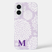Purple Japanese Inspired Flower Pattern Monogram 