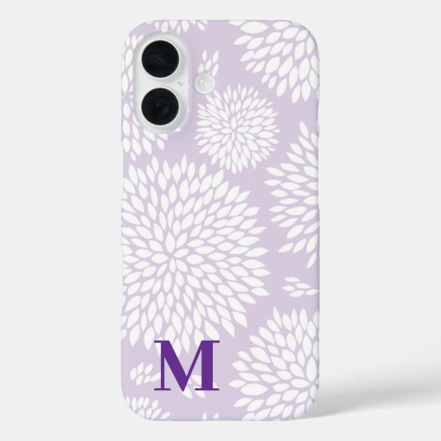 Purple Japanese Inspired Flower Pattern Monogram  Case-Mate iPhone Case (Back)