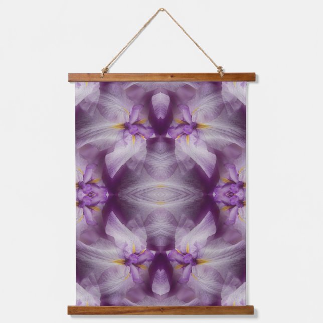Purple Japanese Iris Flower Abstract Hanging Tapestry (Front)