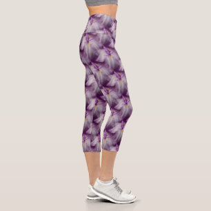 Purple Japanese Iris Flower Nature Capri Leggings