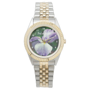 Purple Japanese Iris Flower Unfolding Personalized Watch