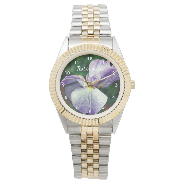 Purple Japanese Iris Flower Unfolding Personalized Watch (Front)