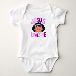 Purple "Jesus Loves Me" Design Baby Bodysuit