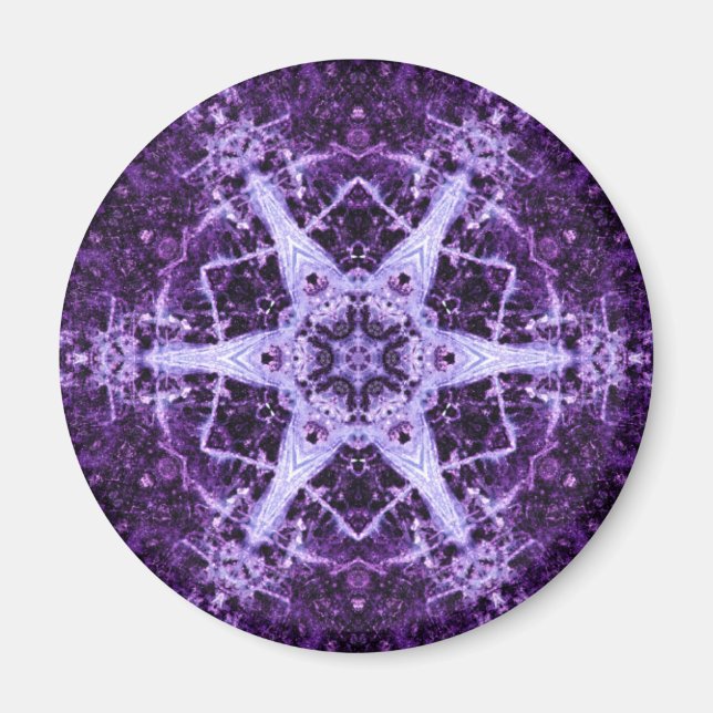 Purple Jewel Crystal Round Magnet (Front)