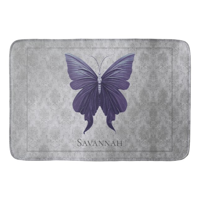 Purple Jewelled Butterfly Bath Mat (Front)