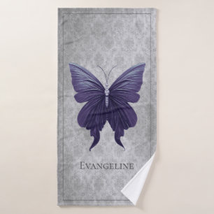 Purple Jewelled Butterfly Bath Towel Set