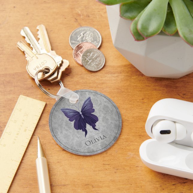 Purple Jewelled Butterfly Keychain (Desk)