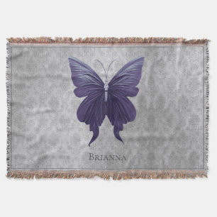Purple Jewelled Butterfly Throw Blanket