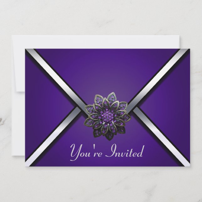 Purple Jewelled Party Invitation (Front)