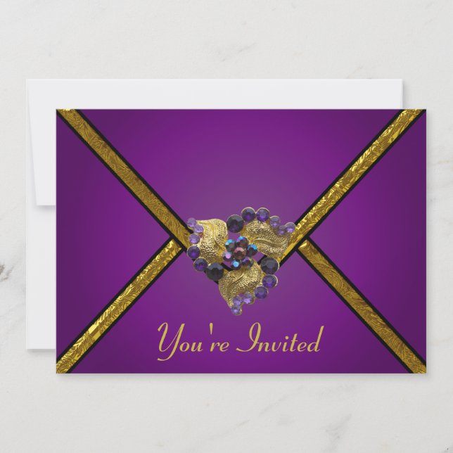 Purple Jewelled Party Invitation (Front)