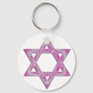 Purple Jewelled Star of David Design Keychain