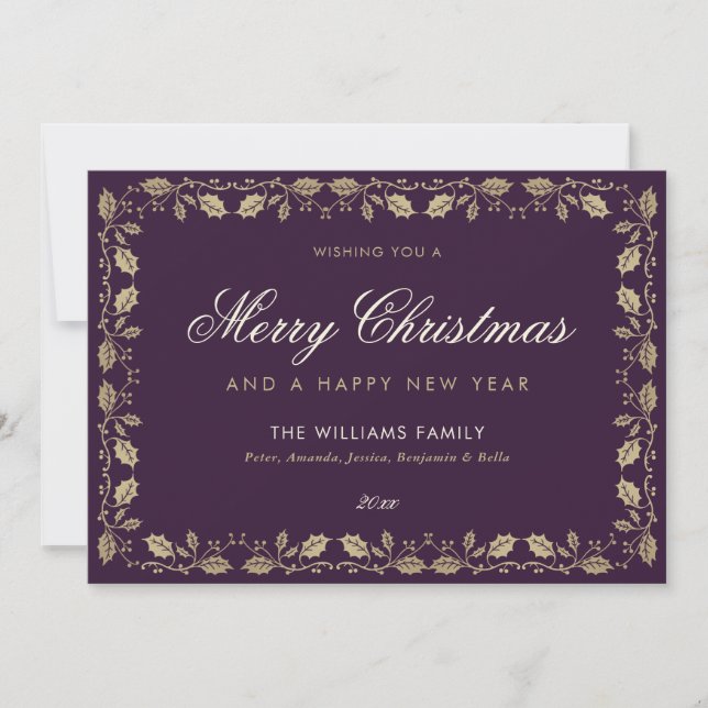 Purple Joyeux Noël Bonne année Carte (Devant)