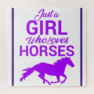 Purple Just A Girl Who Loves Horses     Jigsaw Puzzle