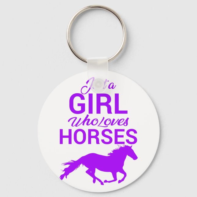 Purple Just A Girl Who Loves Horses   Keychain (Front)