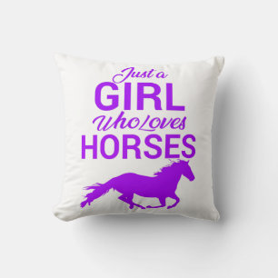 Purple Just A Girl Who Loves Horses   Throw Pillow