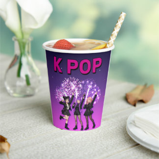 Purple K-Pop Birthday Party Paper Cups