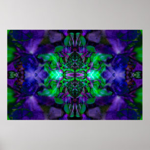 Purple kaleidoscope flower pattern poster
