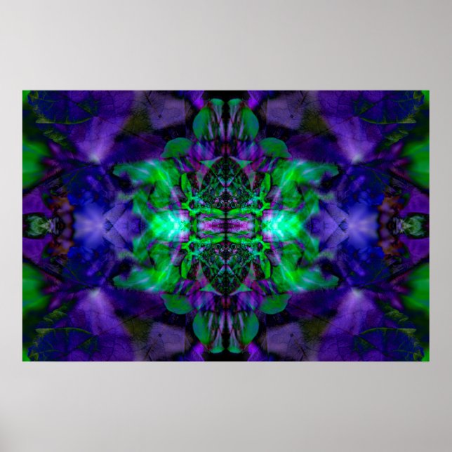 Purple kaleidoscope flower pattern poster (Front)