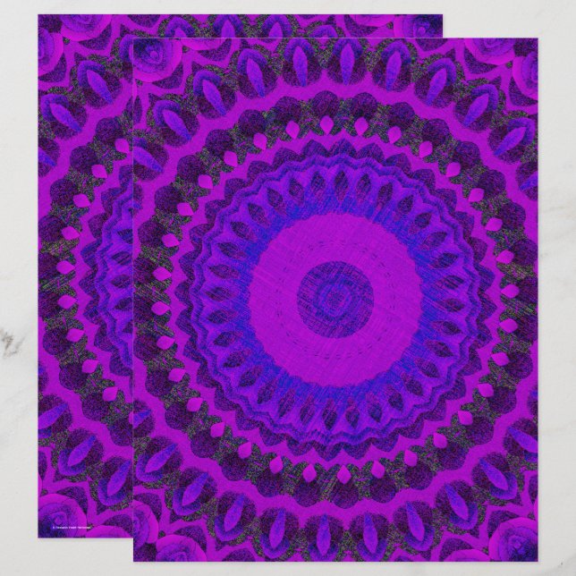 Purple Kaleidoscope Scrapbook Paper 2-Sided Page (Front/Back)