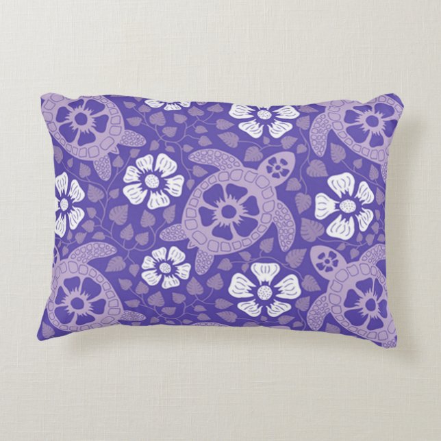 Purple Kauai Turtles Accent Pillow (Back)