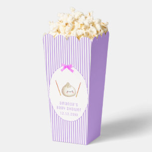 Purple Kawaii Asian Dumpling Baby Shower Popcorn Favor Box