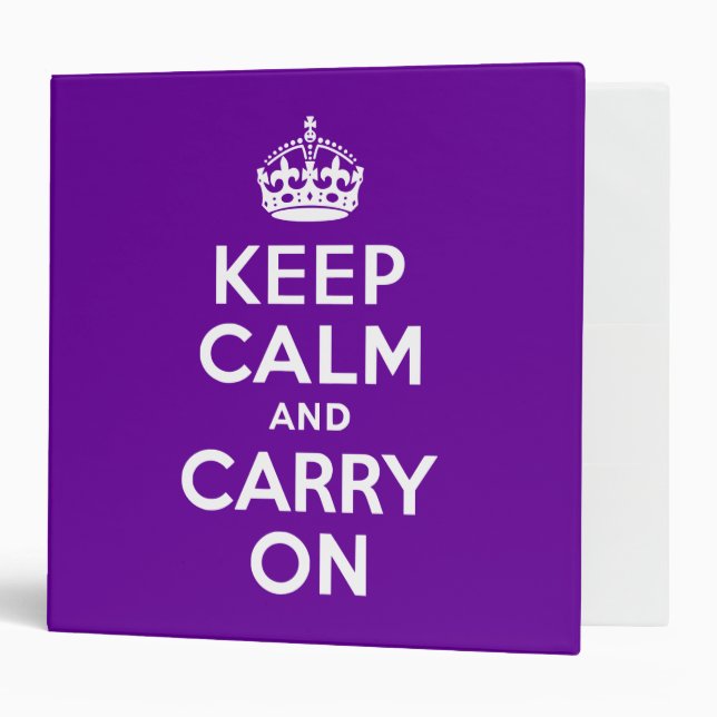 Purple Keep Calm and Carry On Binder (Front/Inside)