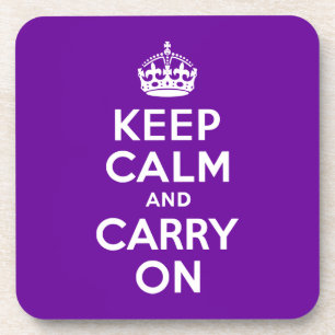 Purple Keep Calm and Carry On Coaster