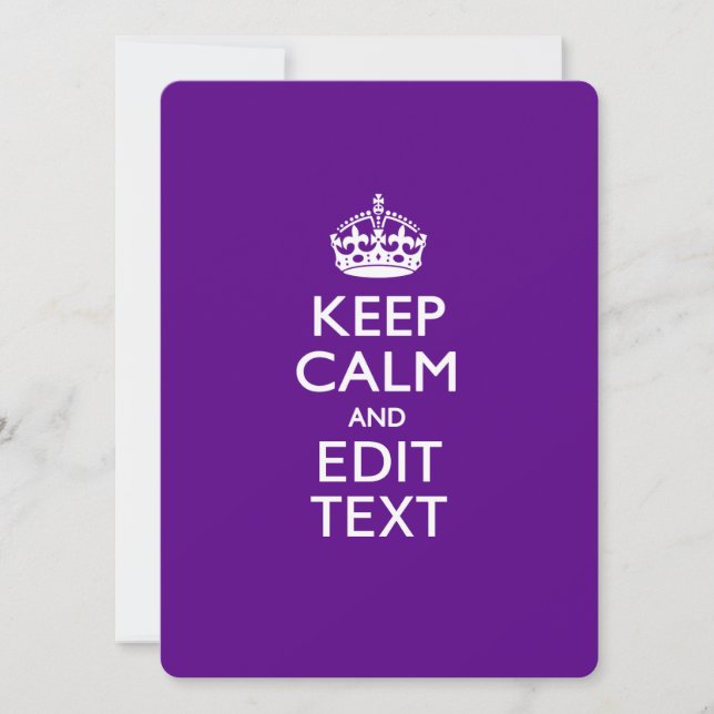 Purple Keep Calm And Have Your Text Easily (Front)