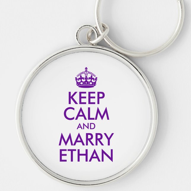Purple Keep Calm and Marry Ethan Keychain (Front)