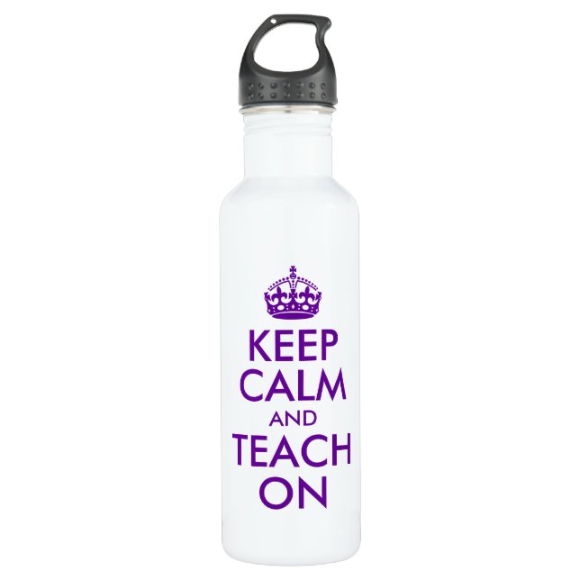 Purple Keep Calm and Teach On 710 Ml Water Bottle (Front)