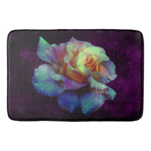 Purple Kissed Turquoise Rose Bath Mat