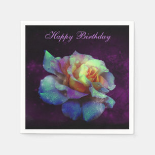 Purple Kissed Turquoise Rose Napkin -Customize