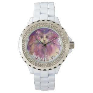 PURPLE KITTEN,CUTE KITTY CAT PORTRAIT WATCH