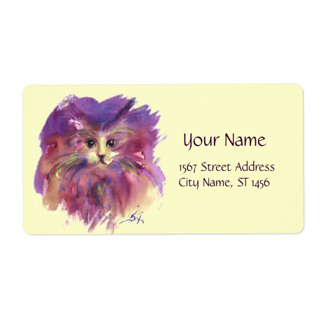 PURPLE KITTEN,KITTY CAT PORTRAIT, Cream (Front)