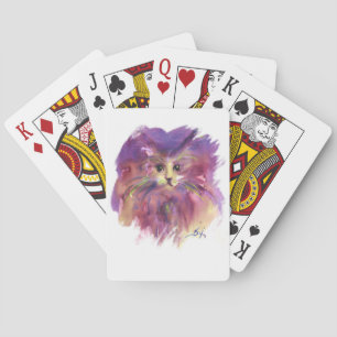 PURPLE KITTEN,KITTY CAT PORTRAIT PLAYING CARDS