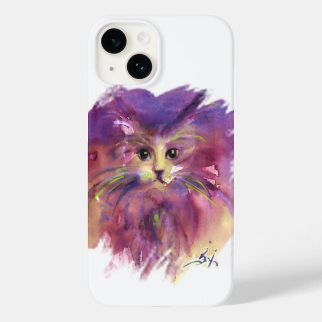 PURPLE  KITTEN,KITTY CAT PORTRAIT,White Case-Mate iPhone Case (Back)