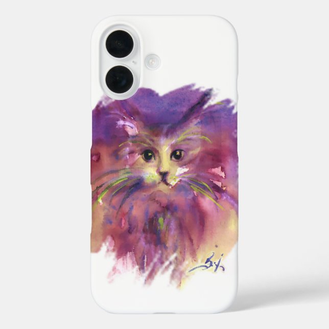 PURPLE  KITTEN,KITTY CAT PORTRAIT,White Case-Mate iPhone Case (Back)