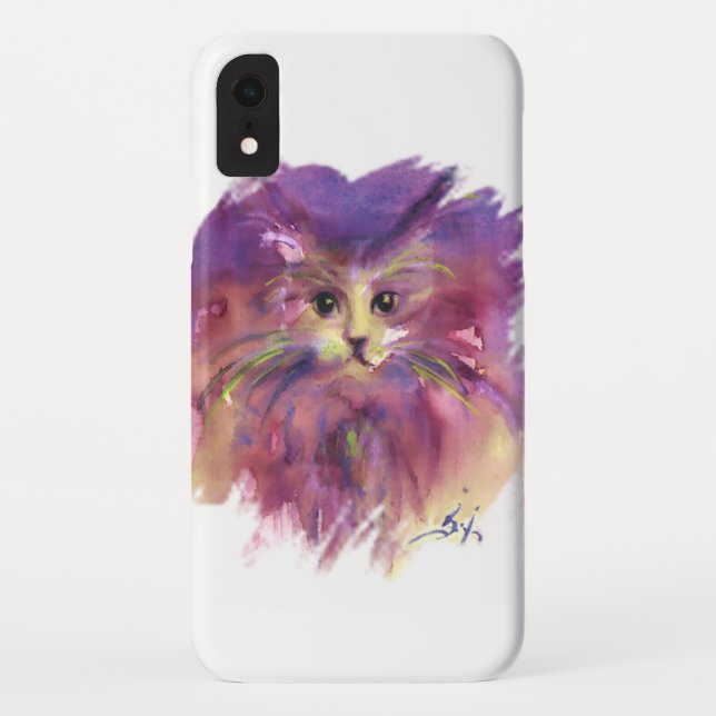 PURPLE  KITTEN,KITTY CAT PORTRAIT,White Case-Mate iPhone Case (Back)