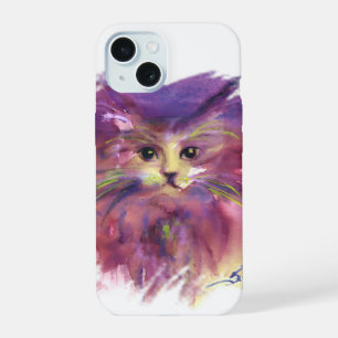 PURPLE KITTEN,KITTY CAT PORTRAIT,White iPhone 15 Case
