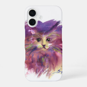 PURPLE  KITTEN,KITTY CAT PORTRAIT,White iPhone 16 Case