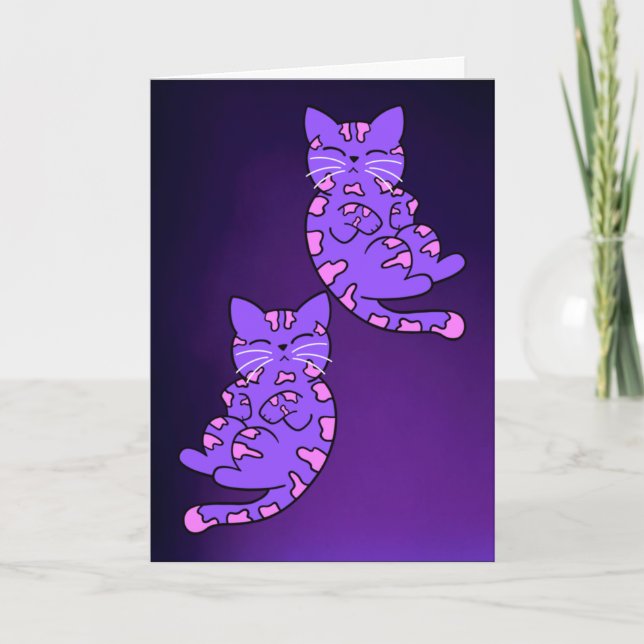 Purple Kitten Twins 2 Card (Front)