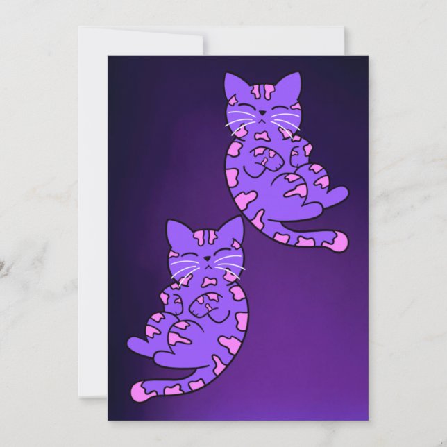 Purple Kitten Twins 2 Card (Front)