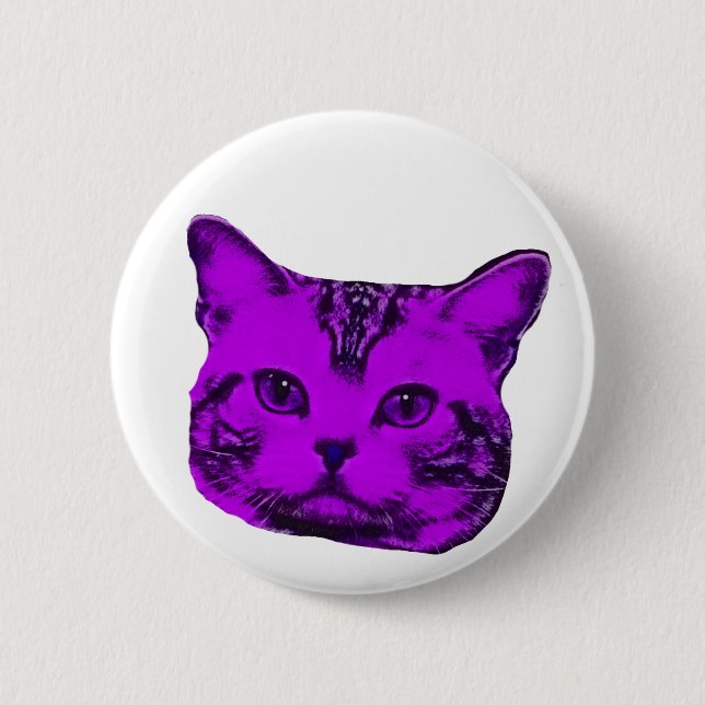 purple kitty 2 inch round button (Front)